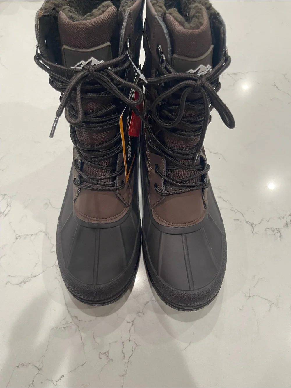 Men's Insulated Brown Lace-Up Waterproof Snow Boots